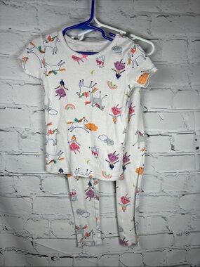 Carter's White Unicorn, Rainbow & Princess Print Kids Pajama Set